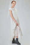 long and asymmetric dress in cotton voile with thin checks design - MARC LE BIHAN 