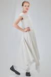 long and asymmetric dress in cotton voile with thin checks design - MARC LE BIHAN 