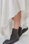 long and asymmetric dress in cotton voile with thin checks design - MARC LE BIHAN 
