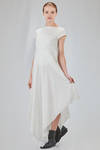 long and asymmetric dress in cotton voile with thin checks design - MARC LE BIHAN 