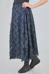 longuette skirt in viscose and polyamide tulle with sewn cotton flowers, lined in cotton - MARC LE BIHAN 