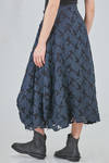 longuette skirt in viscose and polyamide tulle with sewn cotton flowers, lined in cotton - MARC LE BIHAN 
