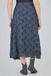 longuette skirt in viscose and polyamide tulle with sewn cotton flowers, lined in cotton - MARC LE BIHAN 