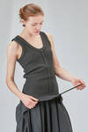 hip-lenght tank top, lean, in vertical ribbed heavy cotton knit - MARC LE BIHAN 