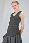 hip-lenght tank top, lean, in vertical ribbed heavy cotton knit - MARC LE BIHAN 