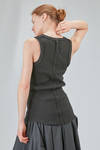 hip-lenght tank top, lean, in vertical ribbed heavy cotton knit - MARC LE BIHAN 