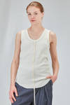 hip-lenght tank top, lean, in vertical ribbed heavy cotton knit - MARC LE BIHAN 