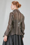 hip-lenght jacket, slim, in doubled silk voile with tone on tone lines - MARC LE BIHAN 