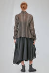 hip-lenght jacket, slim, in doubled silk voile with tone on tone lines - MARC LE BIHAN 