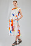 longuette dress, wide, in light washed and printed cotton poplin - MANUELLE GUIBAL 