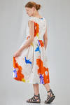 longuette dress, wide, in light washed and printed cotton poplin - MANUELLE GUIBAL 