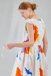 longuette dress, wide, in light washed and printed cotton poplin - MANUELLE GUIBAL 