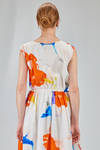 longuette dress, wide, in light washed and printed cotton poplin - MANUELLE GUIBAL 