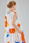 longuette dress, wide, in light washed and printed cotton poplin - MANUELLE GUIBAL 