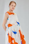 longuette dress, wide, in light washed and printed cotton poplin - MANUELLE GUIBAL 