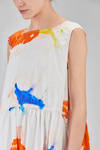 longuette dress, wide, in light washed and printed cotton poplin - MANUELLE GUIBAL 