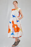 longuette dress, wide, in light washed and printed cotton poplin - MANUELLE GUIBAL 