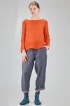 hip-lenght top, wide, in light washed linen crêpe - MANUELLE GUIBAL 