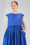 longuette dress, wide, in washed silk crêpe de chine, half slip in ramie - MANUELLE GUIBAL 