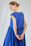 longuette dress, wide, in washed silk crêpe de chine, half slip in ramie - MANUELLE GUIBAL 