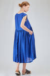 longuette dress, wide, in washed silk crêpe de chine, half slip in ramie - MANUELLE GUIBAL 