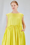 longuette dress, wide, in washed silk crêpe de chine, half slip in ramie - MANUELLE GUIBAL 