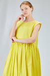 longuette dress, wide, in washed silk crêpe de chine, half slip in ramie - MANUELLE GUIBAL 