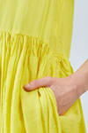 longuette dress, wide, in washed silk crêpe de chine, half slip in ramie - MANUELLE GUIBAL 