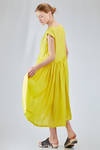 longuette dress, wide, in washed silk crêpe de chine, half slip in ramie - MANUELLE GUIBAL 