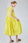 longuette dress, wide, in washed silk crêpe de chine, half slip in ramie - MANUELLE GUIBAL 