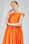 longuette dress, wide, in washed silk crêpe de chine, half slip in ramie - MANUELLE GUIBAL 