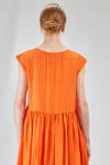 longuette dress, wide, in washed silk crêpe de chine, half slip in ramie - MANUELLE GUIBAL 