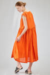 longuette dress, wide, in washed silk crêpe de chine, half slip in ramie - MANUELLE GUIBAL 