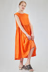longuette dress, wide, in washed silk crêpe de chine, half slip in ramie - MANUELLE GUIBAL 