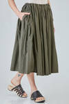 longuette skirt, wide, in light washed cotton canvas - MANUELLE GUIBAL 