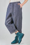 wide trousers, in iridescent washed linen denim - MANUELLE GUIBAL 