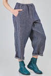 wide trousers, in iridescent washed linen denim - MANUELLE GUIBAL 