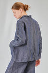 hip-lenght jacket, wide, in iridescent washed linen denim - MANUELLE GUIBAL 