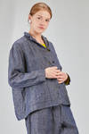hip-lenght jacket, wide, in iridescent washed linen denim - MANUELLE GUIBAL 