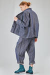 hip-lenght jacket, wide, in iridescent washed linen denim - MANUELLE GUIBAL 