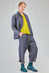 hip-lenght jacket, wide, in iridescent washed linen denim - MANUELLE GUIBAL 