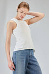 hip-lenght tank top, lean, in ribbed cotton and spandex jersey - MELITTA BAUMEISTER 