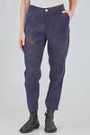 cigarette trousers in washed silk mulberry with shaded motif - MIAORAN 