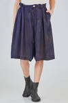 under the knee skirt-trousers, wide, in washed silk mulberry with shaded motif - MIAORAN 