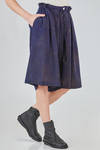 under the knee skirt-trousers, wide, in washed silk mulberry with shaded motif - MIAORAN 