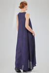 long dress, wide and flared, in washed silk mulberry with shaded motif - MIAORAN 
