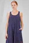 long dress, wide and flared, in washed silk mulberry with shaded motif - MIAORAN 