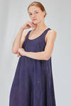 long dress, wide and flared, in washed silk mulberry with shaded motif - MIAORAN 