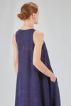long dress, wide and flared, in washed silk mulberry with shaded motif - MIAORAN 