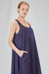 long dress, wide and flared, in washed silk mulberry with shaded motif - MIAORAN 